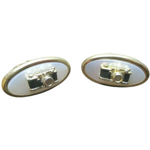 Camera Cufflinks Mother of Pearl Inlay Photography Mens Gold Formal Wear
